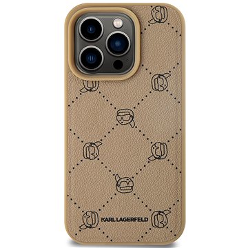 

Karl Lagerfeld PU Karl Heads Pattern MagSafe Zadní Kryt pro iPhone 15 Pro Beige