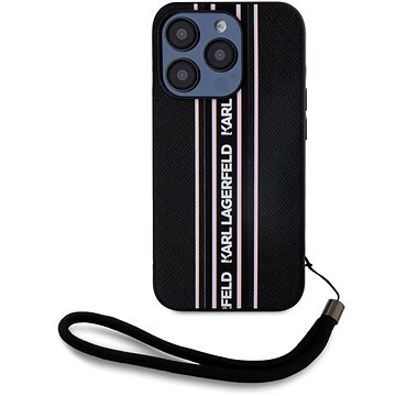 

Karl Lagerfeld PU Saffiano Athleisure Stripe and Strap Zadní Kryt pro iPhone 15 Pro Pink