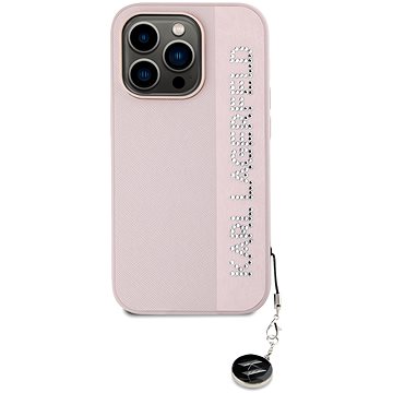 

Karl Lagerfeld PU Saffiano Rhinestone Charm Zadní Kryt pro iPhone 14 Pro Max Pink