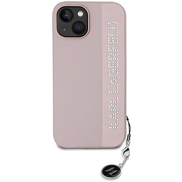 

Karl Lagerfeld PU Saffiano Rhinestone Charm Zadní Kryt pro iPhone 15 Pink