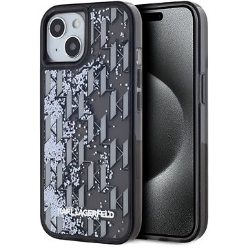 

Karl Lagerfeld Liquid Glitter Monogram Gradient Zadní Kryt pro iPhone 15 Black