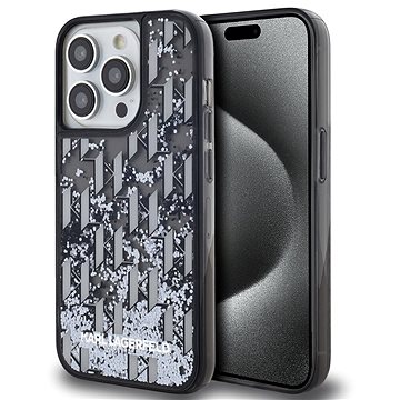 

Karl Lagerfeld Liquid Glitter Monogram Gradient Zadní Kryt pro iPhone 14 Pro Black