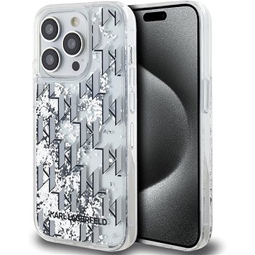 

Karl Lagerfeld Liquid Glitter Monogram Gradient Zadní Kryt pro iPhone 14 Pro White