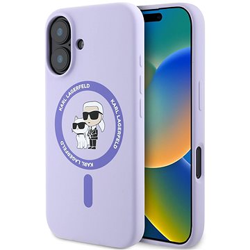 

Karl Lagerfeld Liquid Silicone Karl and Choupette MagSafe Zadní Kryt pro iPhone 16 Purple