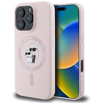 

Karl Lagerfeld Liquid Silicone Karl and Choupette MagSafe Zadní Kryt pro iPhone 16 Pro Max Pink