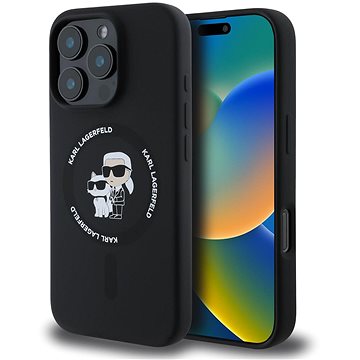 

Karl Lagerfeld Liquid Silicone Karl and Choupette MagSafe Zadní Kryt pro iPhone 16 Pro Black