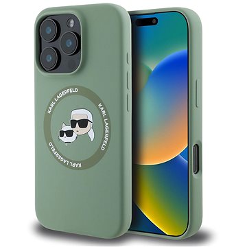

Karl Lagerfeld Liquid Silicone K&CH Heads MagSafe Zadní Kryt pro iPhone 16 Pro Kaki