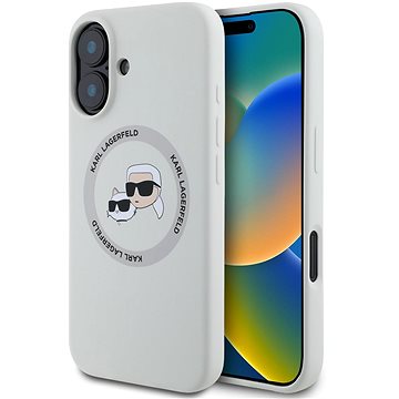 

Karl Lagerfeld Liquid Silicone K&CH Heads MagSafe Zadní Kryt pro iPhone 16 Beige