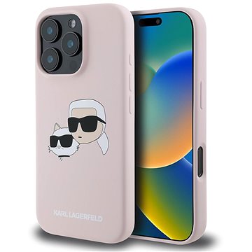 

Karl Lagerfeld Liquid Silicone Double Heads MagSafe Zadní Kryt pro iPhone 16 Pro Pink