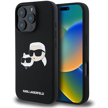 

Karl Lagerfeld Liquid Silicone Double Heads MagSafe Zadní Kryt pro iPhone 16 Pro Max Black
