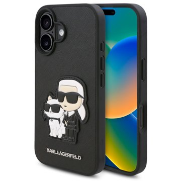 

Karl Lagerfeld PU Saffiano Karl and Choupette Zadní Kryt pro iPhone 16 Plus Black