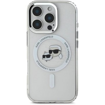 

Karl Lagerfeld IML K&CH Heads Metal Frame MagSafe Zadní Kryt pro iPhone 16 Pro Transparent