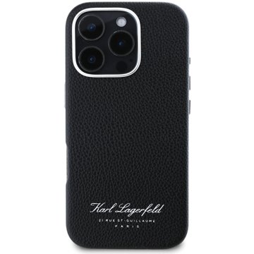

Karl Lagerfeld Grained PU Hotel RSG Zadní Kryt pro iPhone 16 Pro Max Black