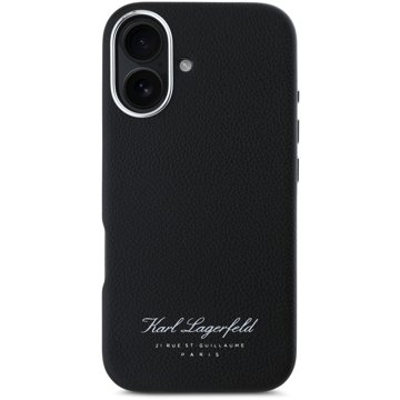 

Karl Lagerfeld Grained PU Hotel RSG Zadní Kryt pro iPhone 16 Black