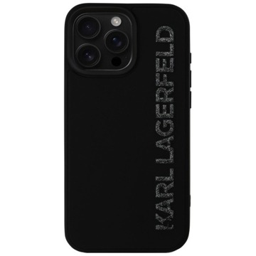

Karl Lagerfeld 3D Rubber Glitter Logo Zadní Kryt pro iPhone 16 Pro Black