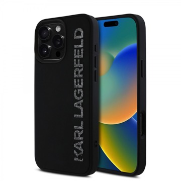 

Karl Lagerfeld 3D Rubber Glitter Logo Zadní Kryt pro iPhone 16 Pro Max Black