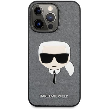 Karl Lagerfeld PU Saffiano Karl Head Kryt pro Apple iPhone 13 Pro Silver - Kryt na mobil