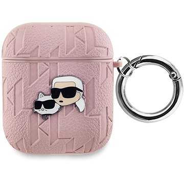 

Karl Lagerfeld PU Embossed Karl and Choupette Heads Pouzdro pro AirPods 1/2 Pink