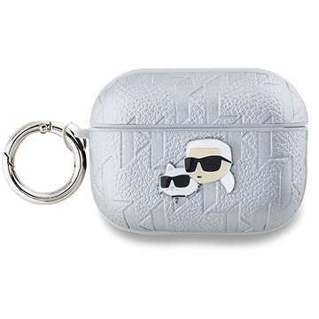 

Karl Lagerfeld PU Embossed Karl and Choupette Heads Pouzdro pro AirPods Pro 2 Silver