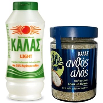 

KALAS LIGHT Jemná mořská sůl 375 g, obsahuje o 51 % méně soli + Květinová s oregánem 300 g