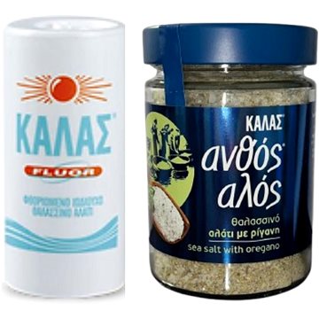

KALAS FLUOR Jemná fluorovaná jodovaná mořská sůl 250 g + Květinová s oregánem 300 g