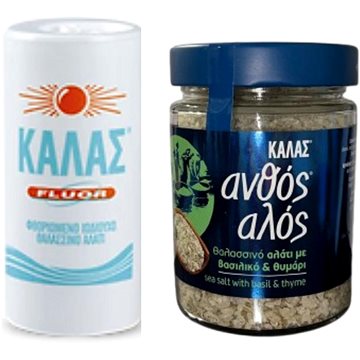

KALAS FLUOR Jemná fluorovaná jodovaná mořská sůl 250 g + Květinová s bazalkou a tymianem 300 g