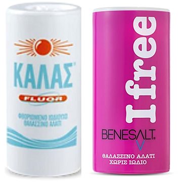 

KALAS FLUOR Jemná fluorovaná jodovaná mořská sůl 250 g + BENESŮL mořská sůl bez jodu 250 g