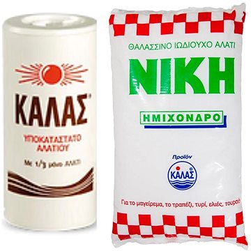 

KALAS Jemná 250 g, obsahuje jen 1 / 3 soli + NIKI Polohrubá jodizovaná 1 kg