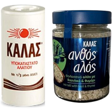 

KALAS Jemná 250 g, obsahuje jen 1 / 3 soli + Květinová s bazalkou a tymianem 300 g