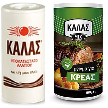 

KALAS Jemná 250 g, obsahuje jen 1 / 3 soli + směs na maso 150 g