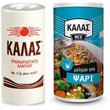 

KALAS Jemná 250 g, obsahuje jen 1 / 3 soli + směs na ryby 150 g