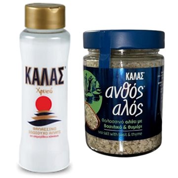 

KALAS mořská sůl GOLDEN Jemná 500 g + Květinová s bazalkou a tymianem 300 g