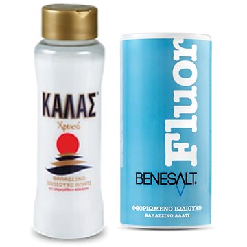 

KALAS mořská sůl GOLDEN Jemná 500 g + BENESŮL Fluoridovaná jodizovaná 250 g