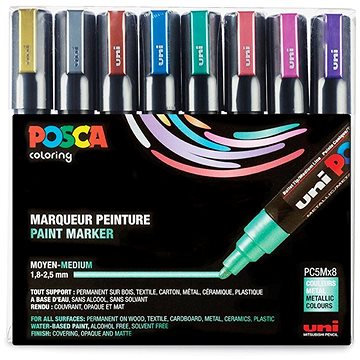 

Uni Paint Posca PC-5M, sada 8 ks, metalické, 1,8–2,5 mm