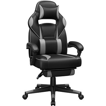 

SONGMICS Herní židle nastavitelná, ergonomická, opěrka beder a hlavy, černá, šedá