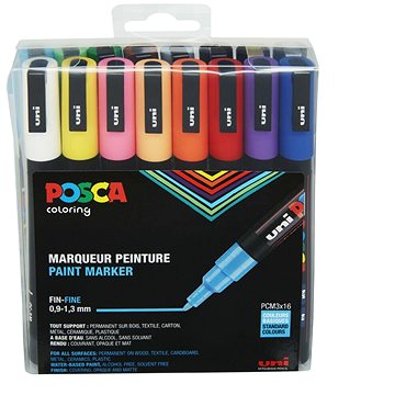 UNI PAINT Posca PC-3M, sada 16 ks, 0,9 - 1,3 mm