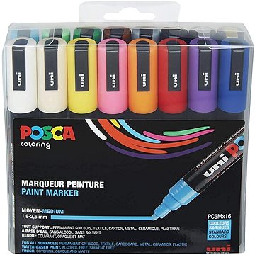 UNI PAINT Posca PC-5M, sada 16 ks, 1,8 – 2,5 mm