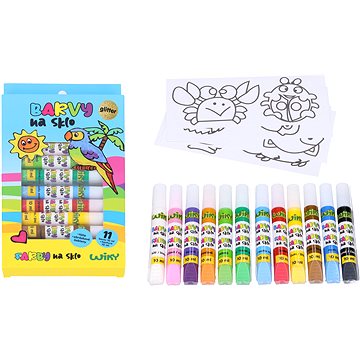 Wiky Barvy na sklo glitter 11 + 1 10 ml