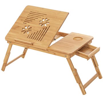 

Songmics Stolek pod notebook bambusový, odvětrávání, úložný šuplík, šířka 61cm