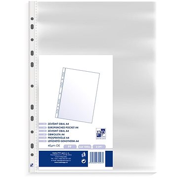 

Karton P+P Prospektový obal A4 PP drsný - eurozávěs, 40 µm, 100 ks
