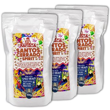 

Kafista "Santos Cerrado Spirit" - Natural - 100 % Arabica z Brazílie - Fairtrade 3 × 500 g