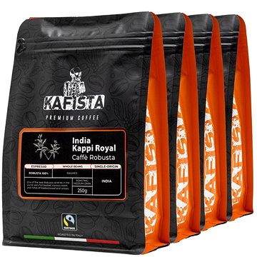 

Kafista "India Kappi Royal" - 100% Robusta, Pražená v Itálii - zrnková káva na espresso 4 × 250 g