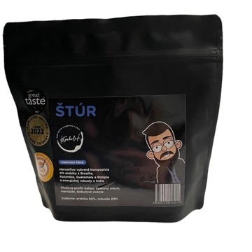 

KÁVOHOLIK, espresso káva Štúr, A/R, 80/20, 250g, zrno