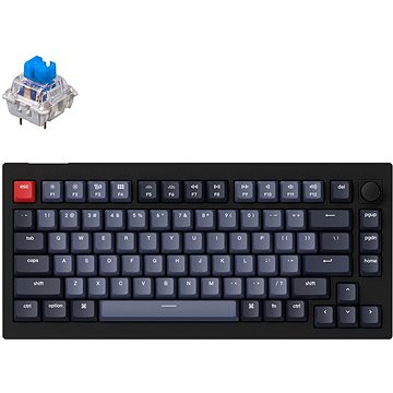 Keychron V1 Knob Hot-Swappable Blue Switch, Black - US