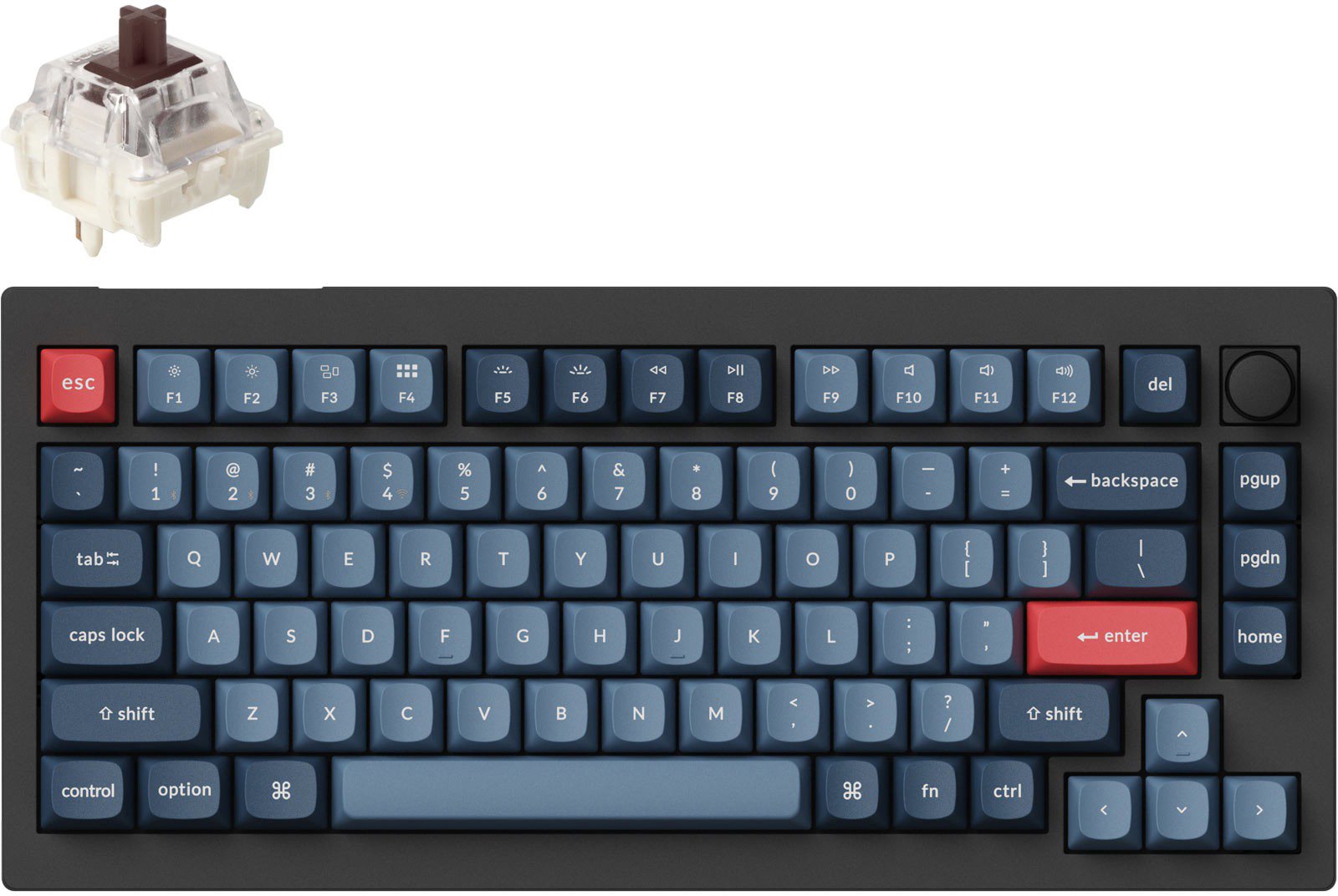 

Keychron V1 Max Swappable RGB Backlight Brown Switch - Black - Knob Version, US