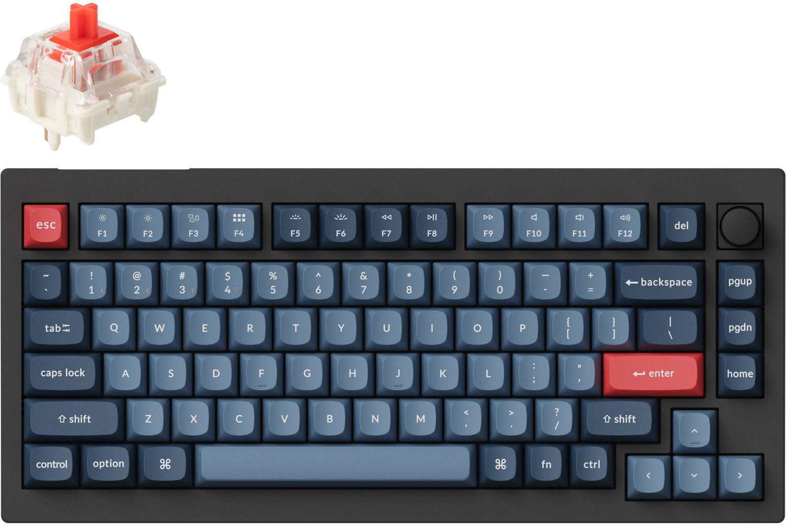 

Keychron V1 Max Swappable RGB Backlight Red Switch - Black - Knob Version, US