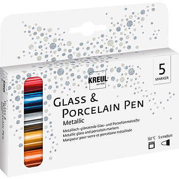 KREUL na porcelán, sada METALLIC, 5 barev