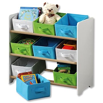 

Kesper Dětský úložný regál s 9ti látkovými boxy, bílý