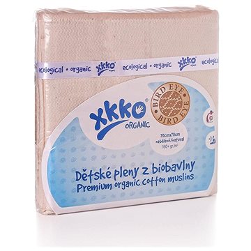 

XKKO Organic dětské pleny z biobavlny 70 × 70 - Bird Eye Natural 5 ks