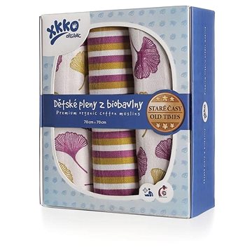 

XKKO Organic dětské pleny z biobavlny 70 × 70 - Staré časy Jinan 3 ks